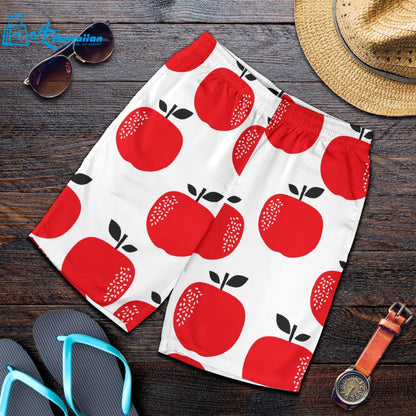 Red Apples White Background Men Shorts