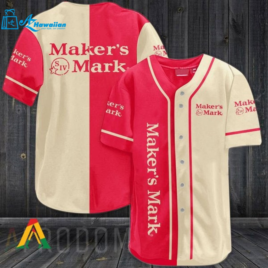 Red - Beige Maker's Mark Baseball Jersey