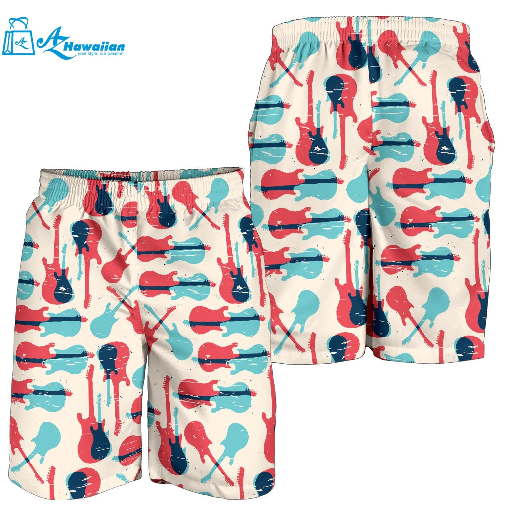 Red Blue Guitar Pattern Men Shorts