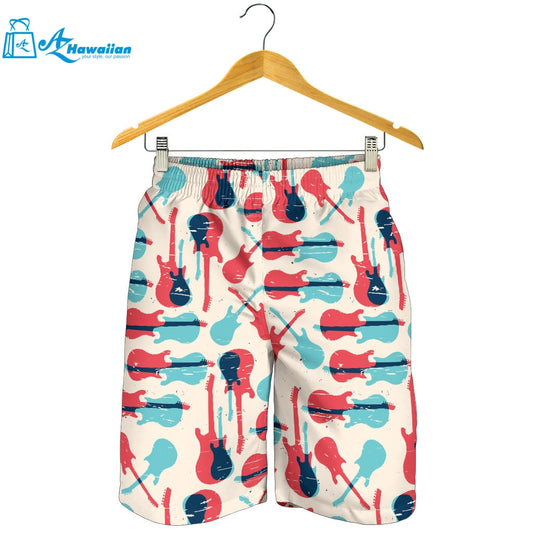 Red Blue Guitar Pattern Men Shorts