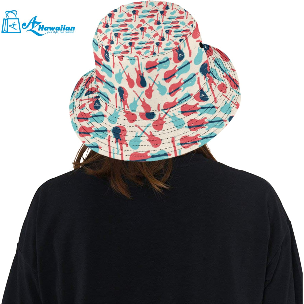 Red Blue guitar pattern Unisex Bucket Hat