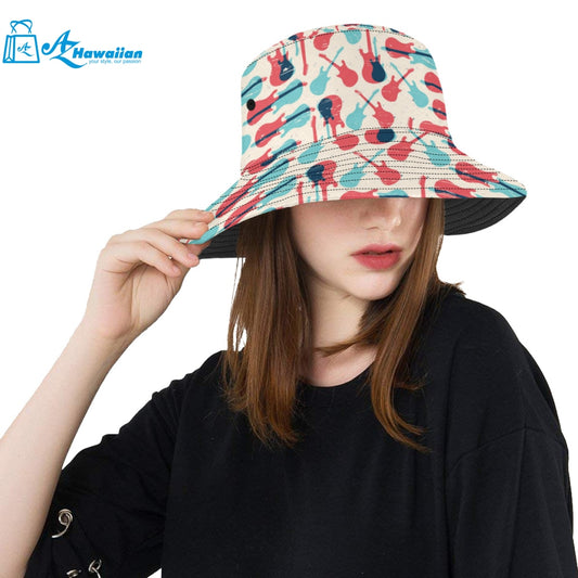 Red Blue guitar pattern Unisex Bucket Hat