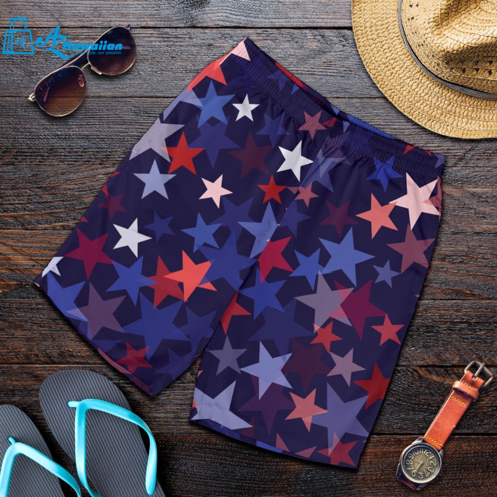 Red Blue Star Pattern Men Shorts