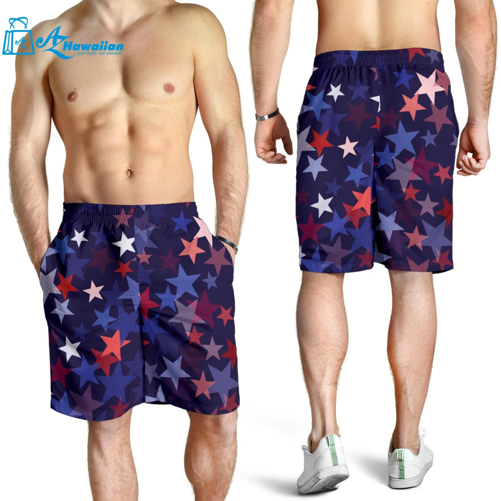 Red Blue Star Pattern Men Shorts