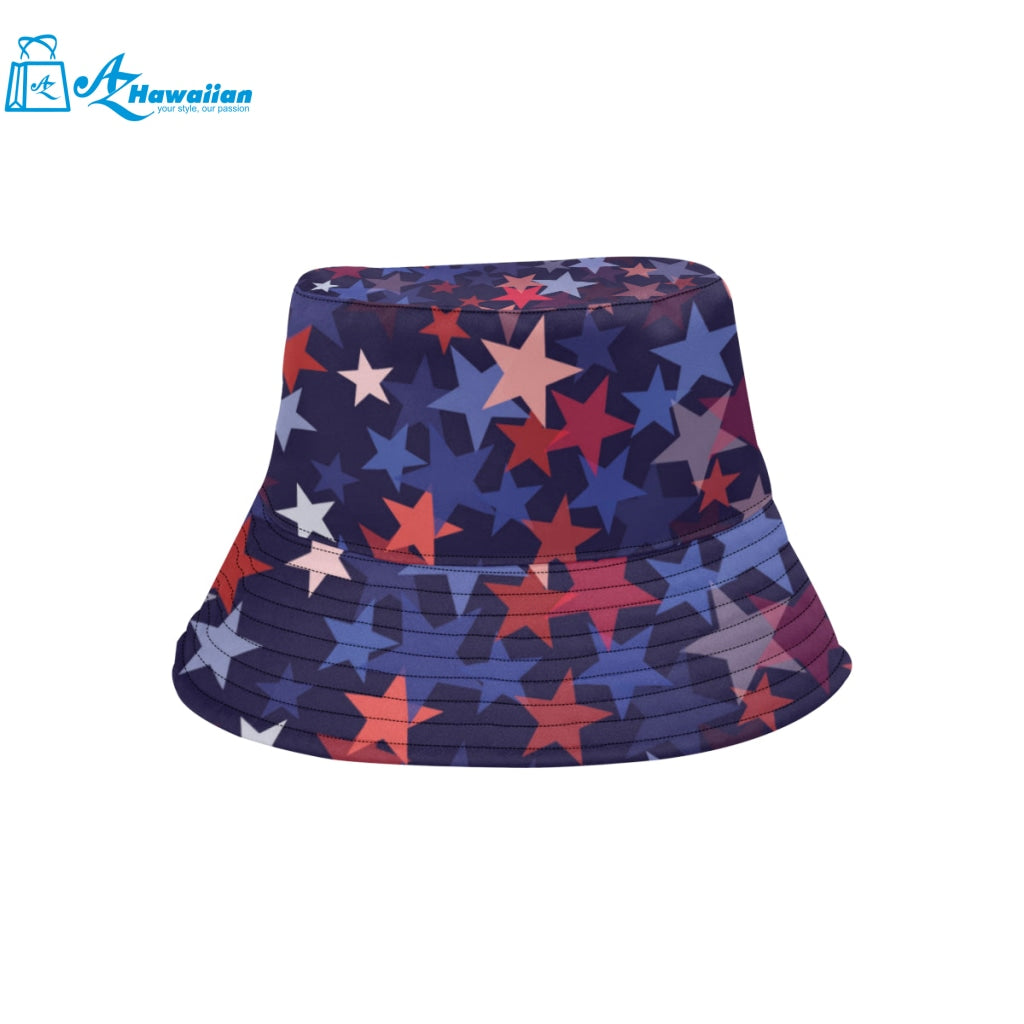 Red blue star pattern Unisex Bucket Hat