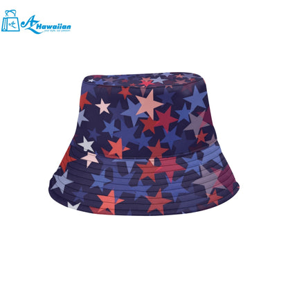 Red blue star pattern Unisex Bucket Hat