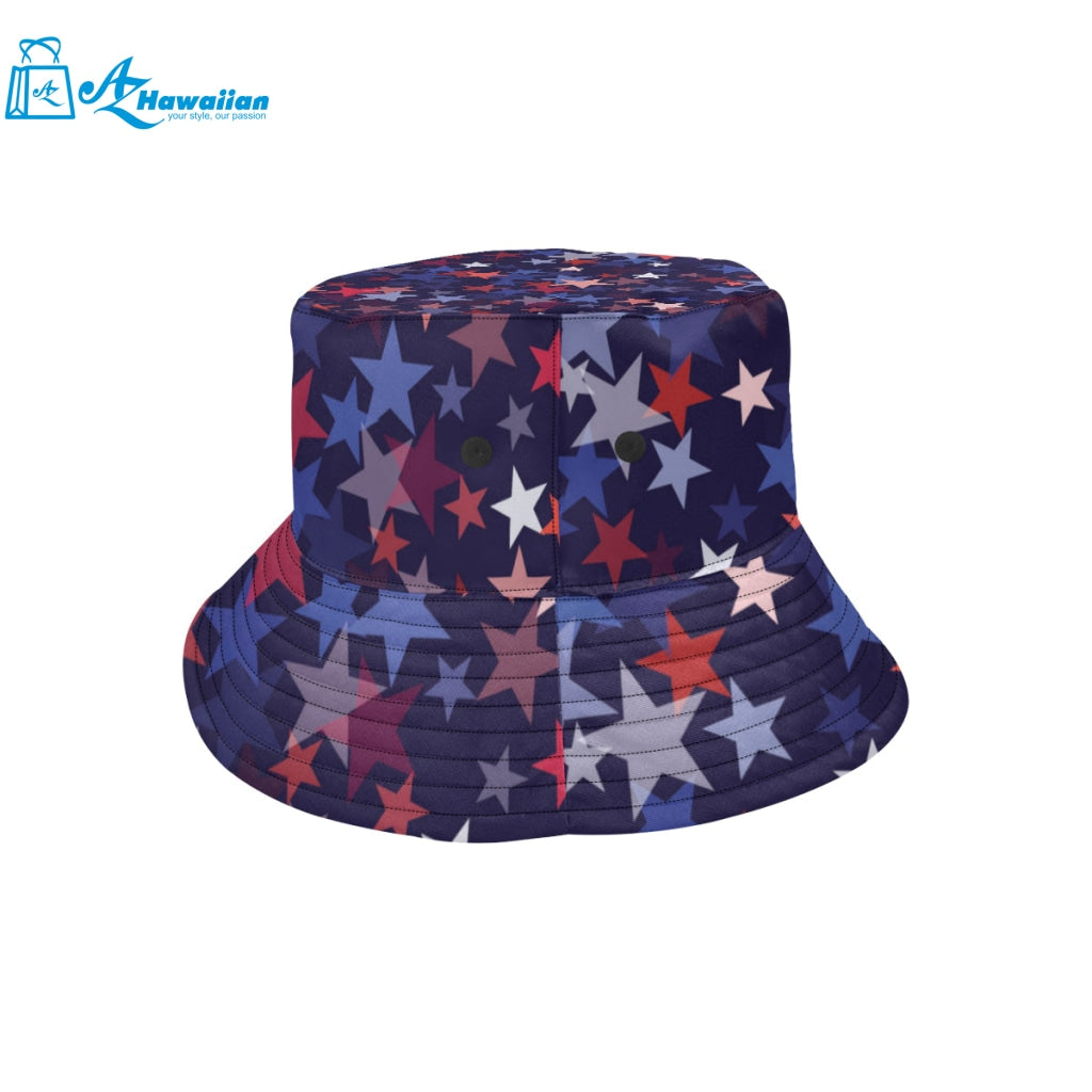 Red blue star pattern Unisex Bucket Hat