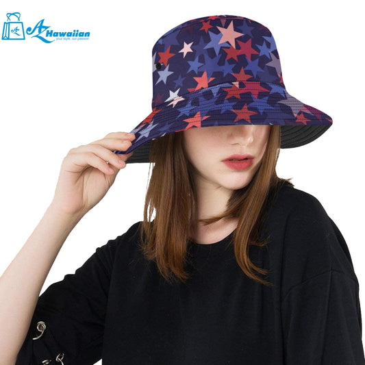 Red blue star pattern Unisex Bucket Hat