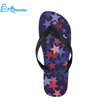 Red blue star pattern Unisex Flip Flops