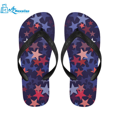 Red blue star pattern Unisex Flip Flops