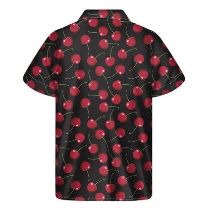 Red Cherry Pattern Print Mens Short Sleeve Shirt Hawaiian
