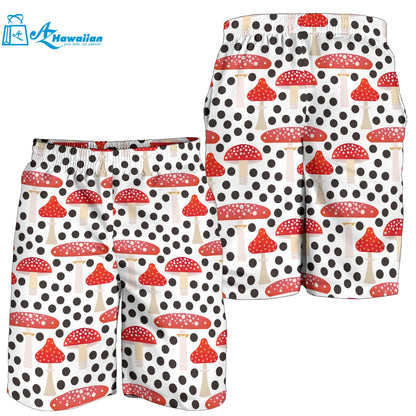 Red Mushroom Dot Pattern Men Shorts