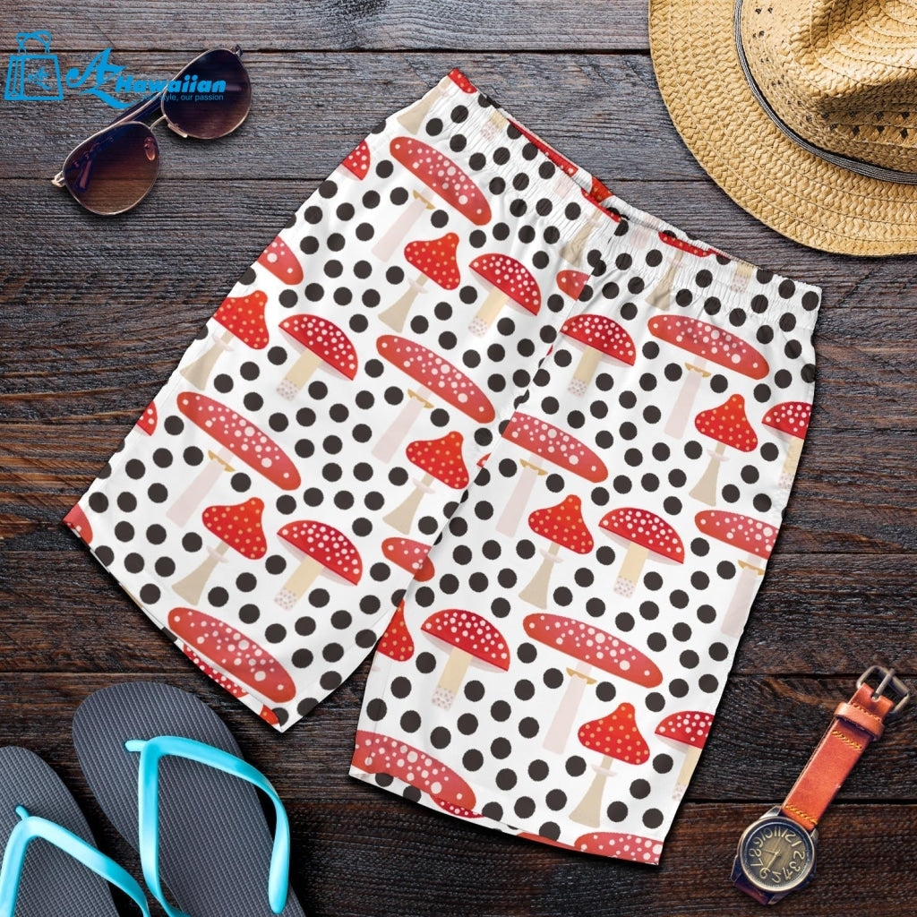 Red Mushroom Dot Pattern Men Shorts