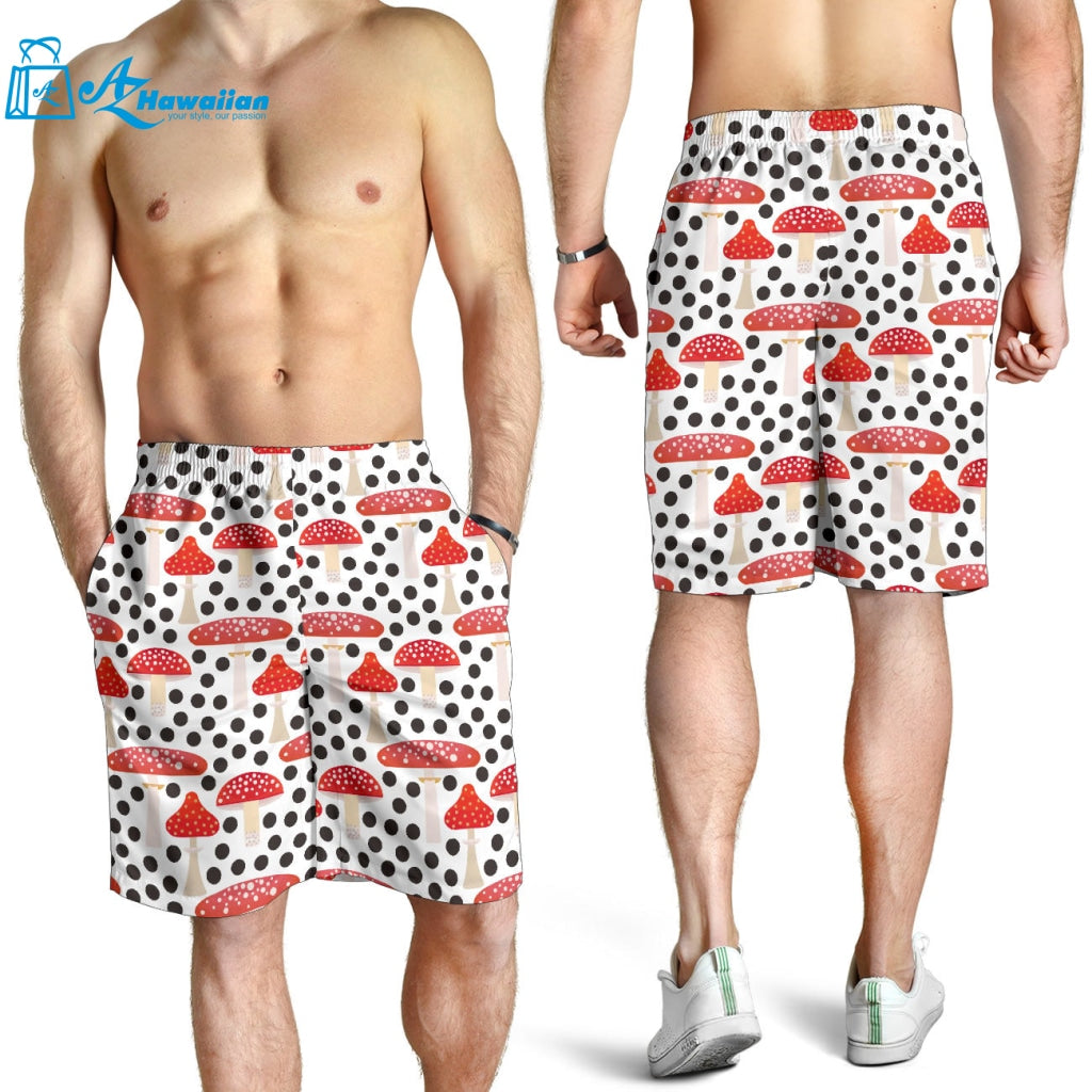 Red Mushroom Dot Pattern Men Shorts