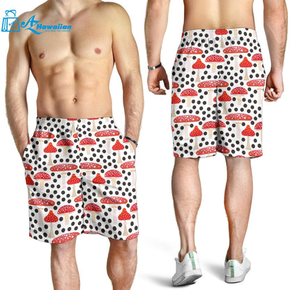 Red Mushroom Dot Pattern Men Shorts