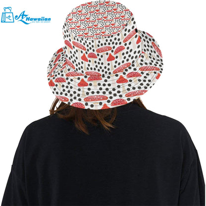 Red mushroom dot pattern Unisex Bucket Hat