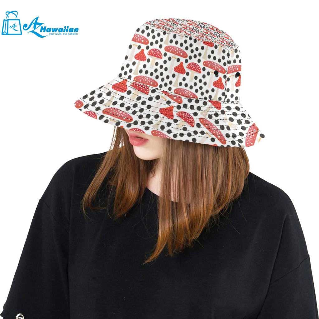 Red mushroom dot pattern Unisex Bucket Hat