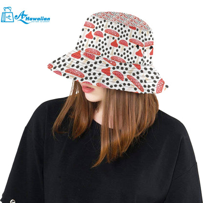 Red mushroom dot pattern Unisex Bucket Hat