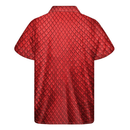 Red Python Snakeskin Print Mens Short Sleeve Shirt Hawaiian
