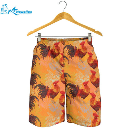 Red Rooster Chicken Cock Pattern Men Shorts