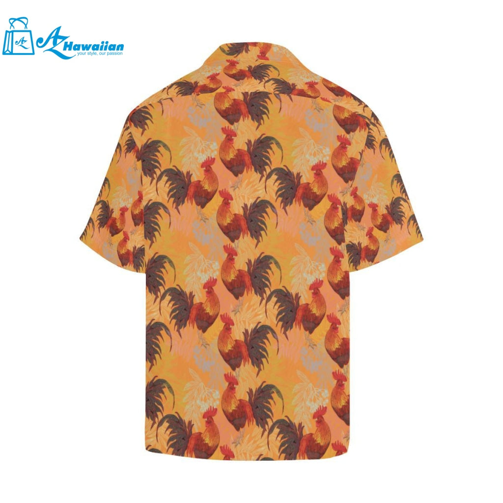 Red Rooster Chicken Cock Pattern Mens All Over Print Hawaiian Shirt