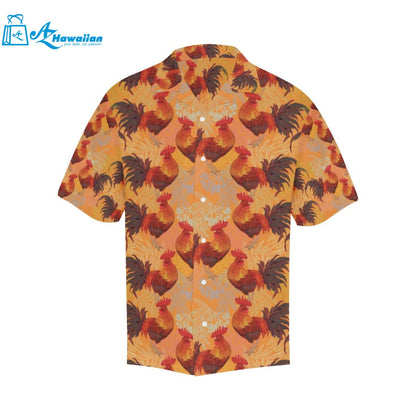 Red Rooster Chicken Cock Pattern Mens All Over Print Hawaiian Shirt