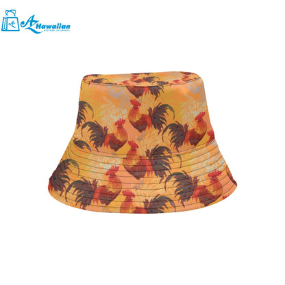 red rooster chicken cock pattern Unisex Bucket Hat