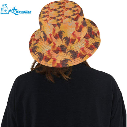 red rooster chicken cock pattern Unisex Bucket Hat