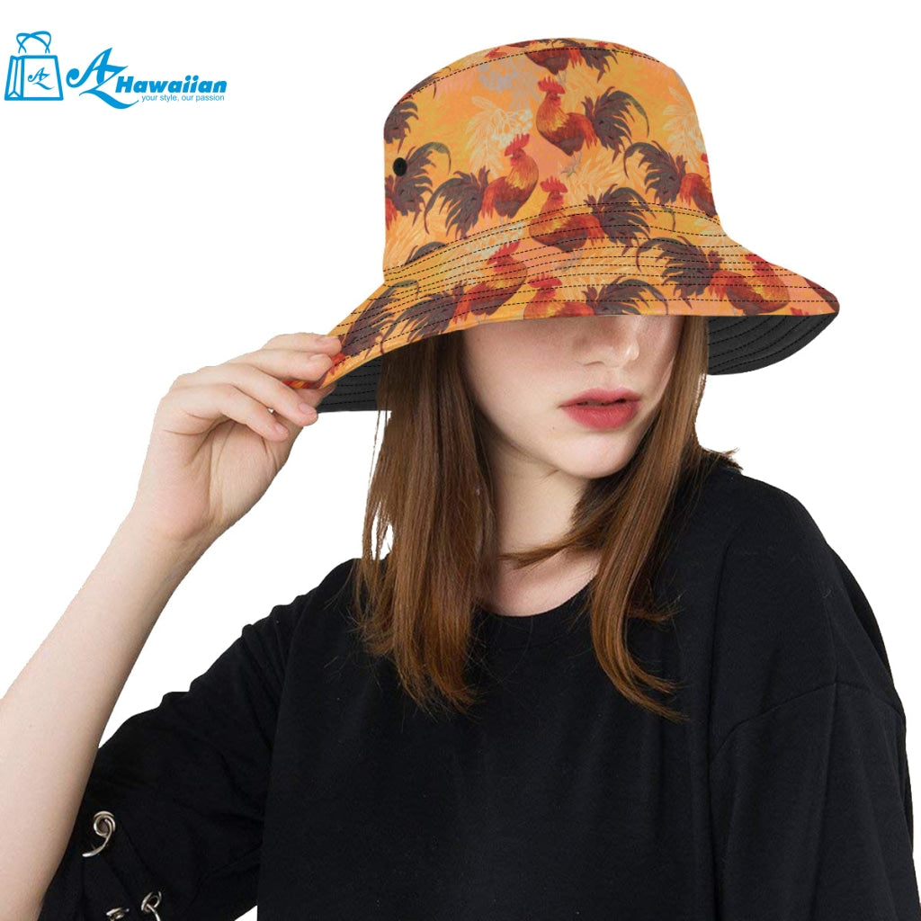 red rooster chicken cock pattern Unisex Bucket Hat