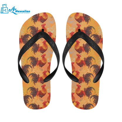 red rooster chicken cock pattern Unisex Flip Flops