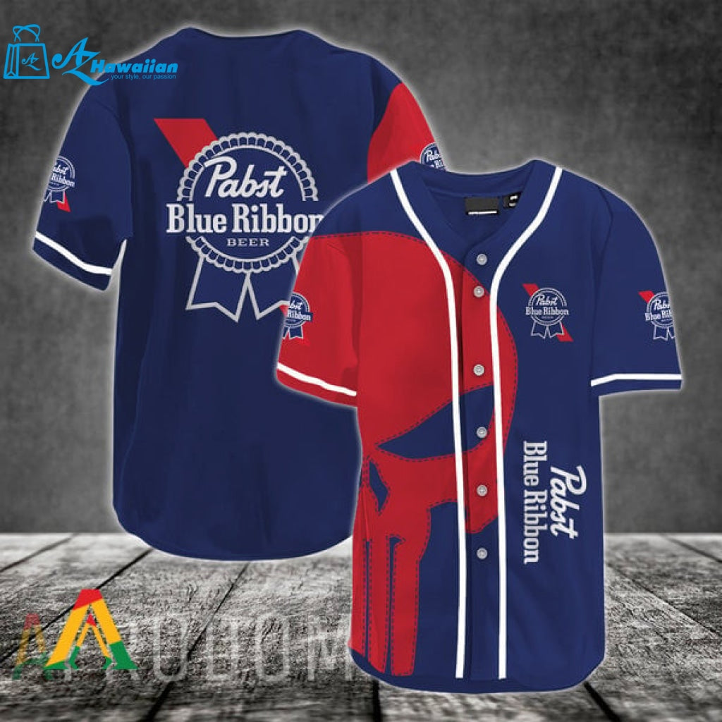 Red Skull Pabst Blue Ribbon Baseball Jersey