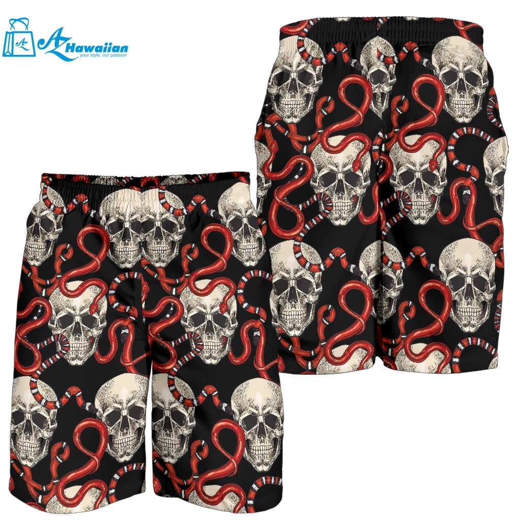 Red Snake Skull Pattern Men Shorts