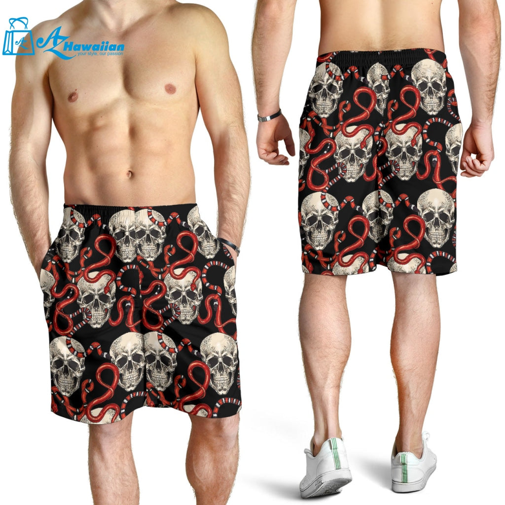 Red Snake Skull Pattern Men Shorts