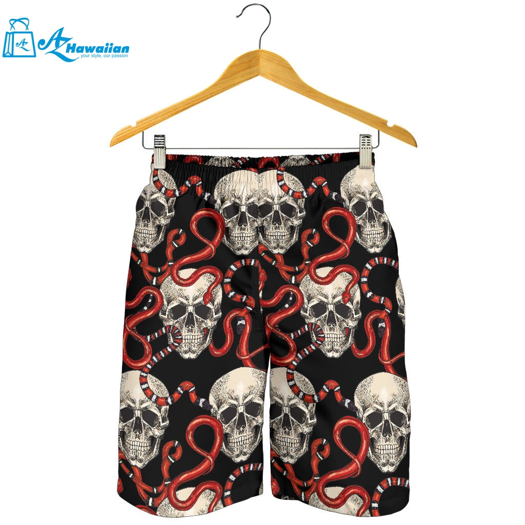 Red Snake Skull Pattern Men Shorts