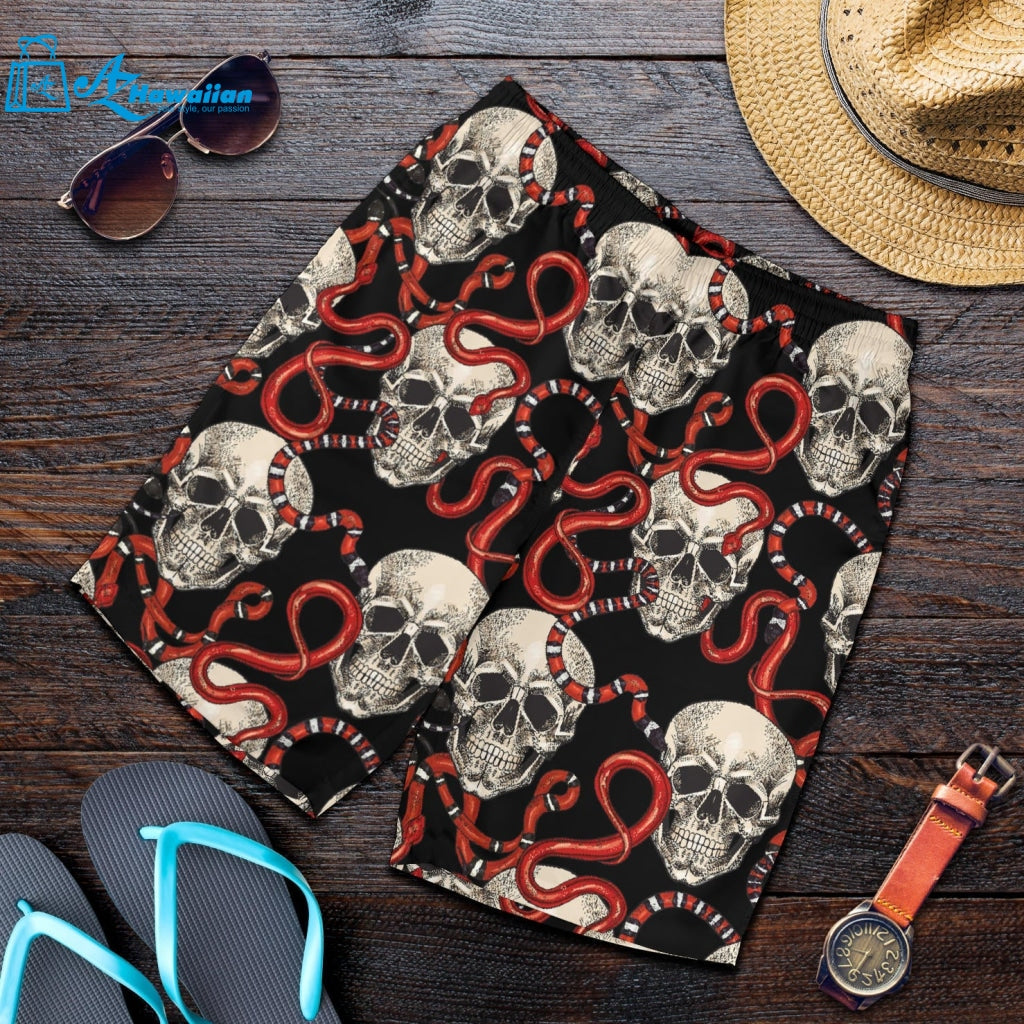 Red Snake Skull Pattern Men Shorts