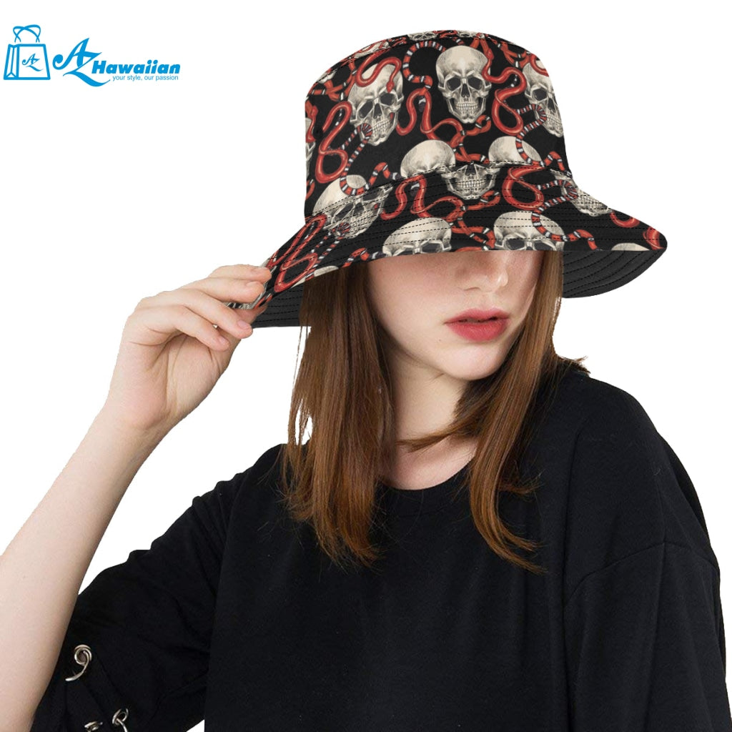 Red snake skull pattern Unisex Bucket Hat