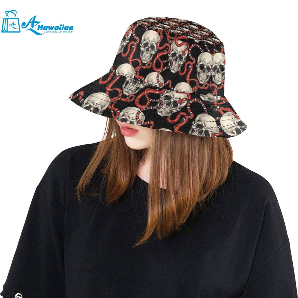 Red snake skull pattern Unisex Bucket Hat