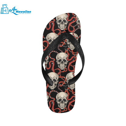 Red snake skull pattern Unisex Flip Flops