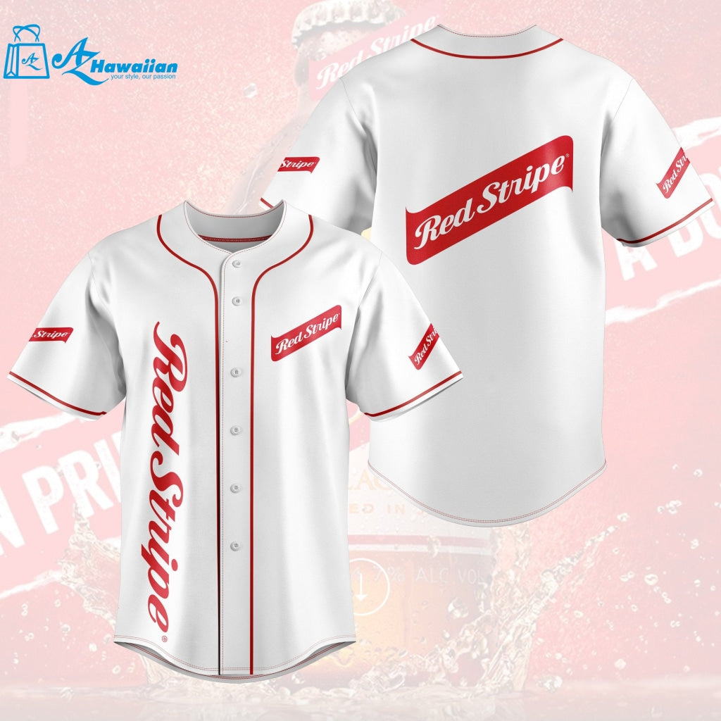 Red Stripe Beer Baseball Jersey 