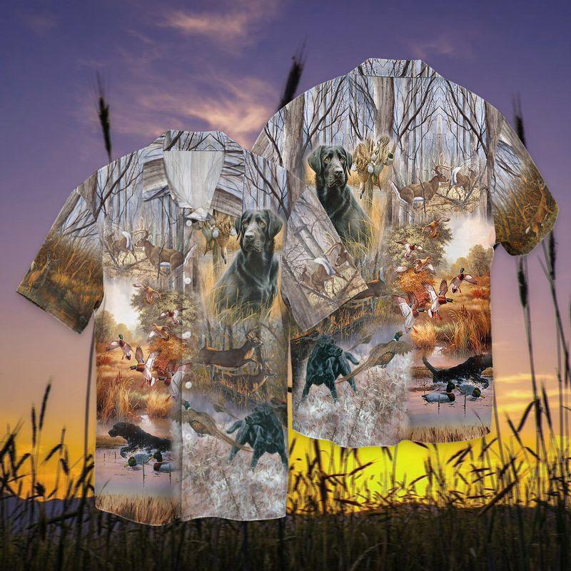 Hunting Dog Black Retriever Cool 3D Full Print Hawaiian Shirt