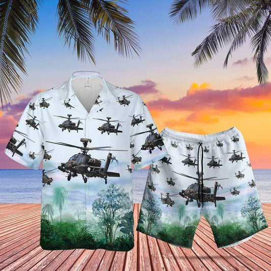 Amazing Forest US Army Boeing AH-64 Apache Unisex Hawaiian Shirts - Beach Shorts