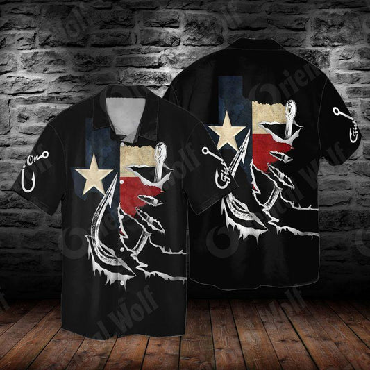 Fishing Texas Black 3D Full Print Hawaiian Shirt