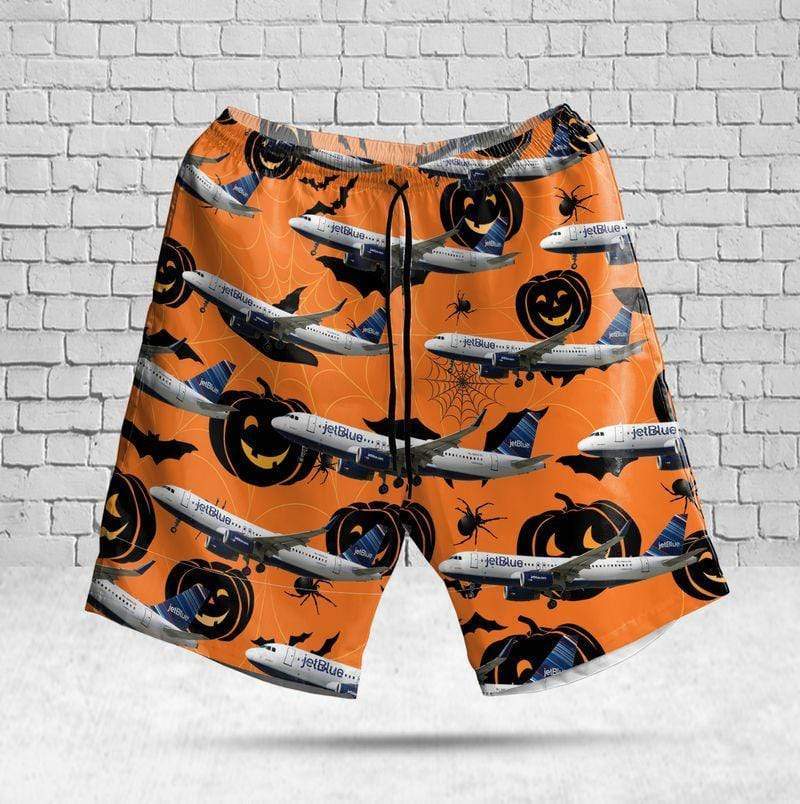 JetBlue Airbus A320-200 Pumpkin Halloween Hawaiian Shirts - Beach Shorts