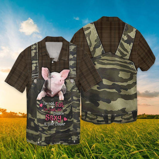 Funny Lovely Pig Im Not Fat 3D Full Print Hawaiian Shirt