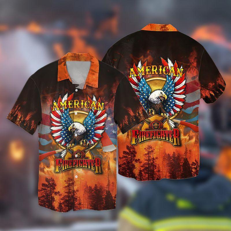 Firefighter With Eagle Forest Fire 3D Full Print Hawaiian Shirt