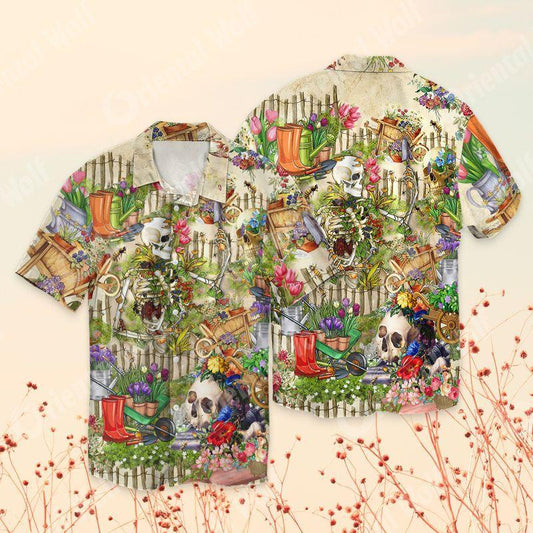 Garden Skull 3D Full Print Hawaiian Shirt