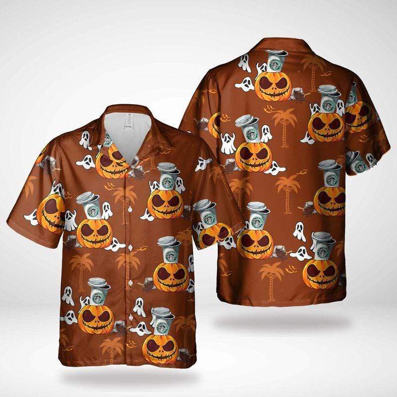 Starbucks Coffee Cup Coffeeholic Halloween Hawaiian Shirts