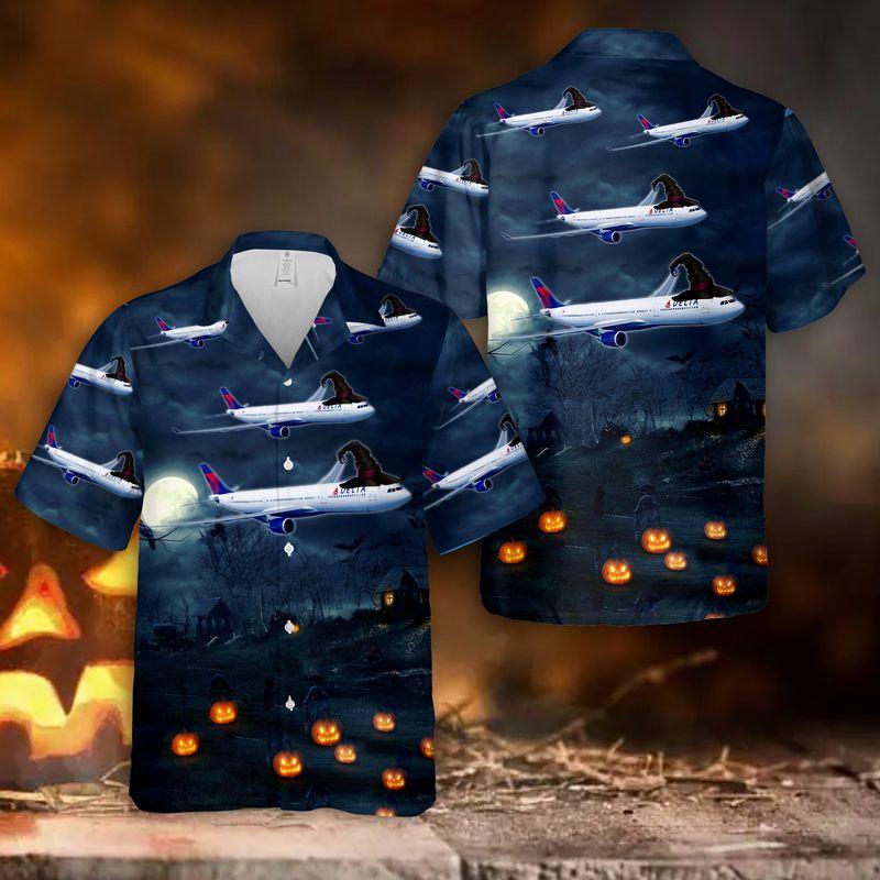 Delta Air Lines A330-300 Halloween Hawaiian Shirts - Beach Shorts