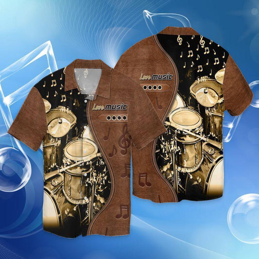 Drum Shirt Love Music Suede Design 3D Hawaiian