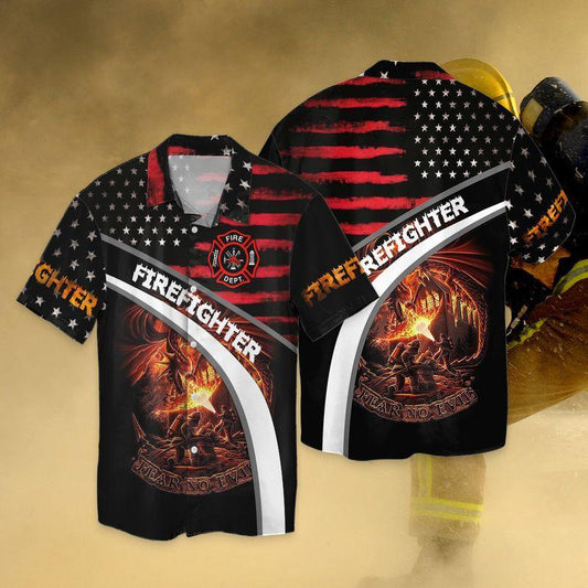 Firefighter Fear No Evil 3D Full Print Hawaiian Shirt